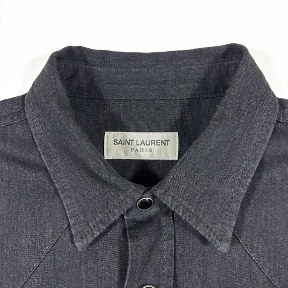Saint Laurent Western Shirt Black Rinse Denim Size M - Picture 7 of 9